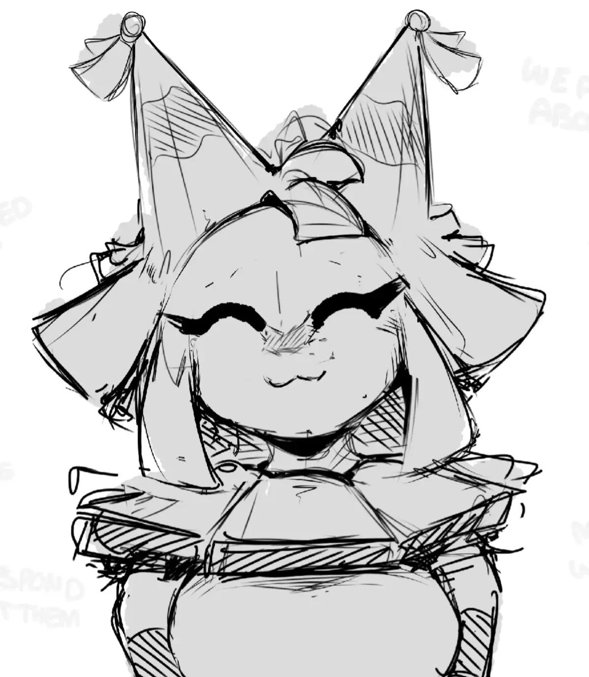 Very messy and quick sketch done of Yatta from Dandy World Im literally Yatta ong, I even added a bit of me into it. I guess this is before things get 