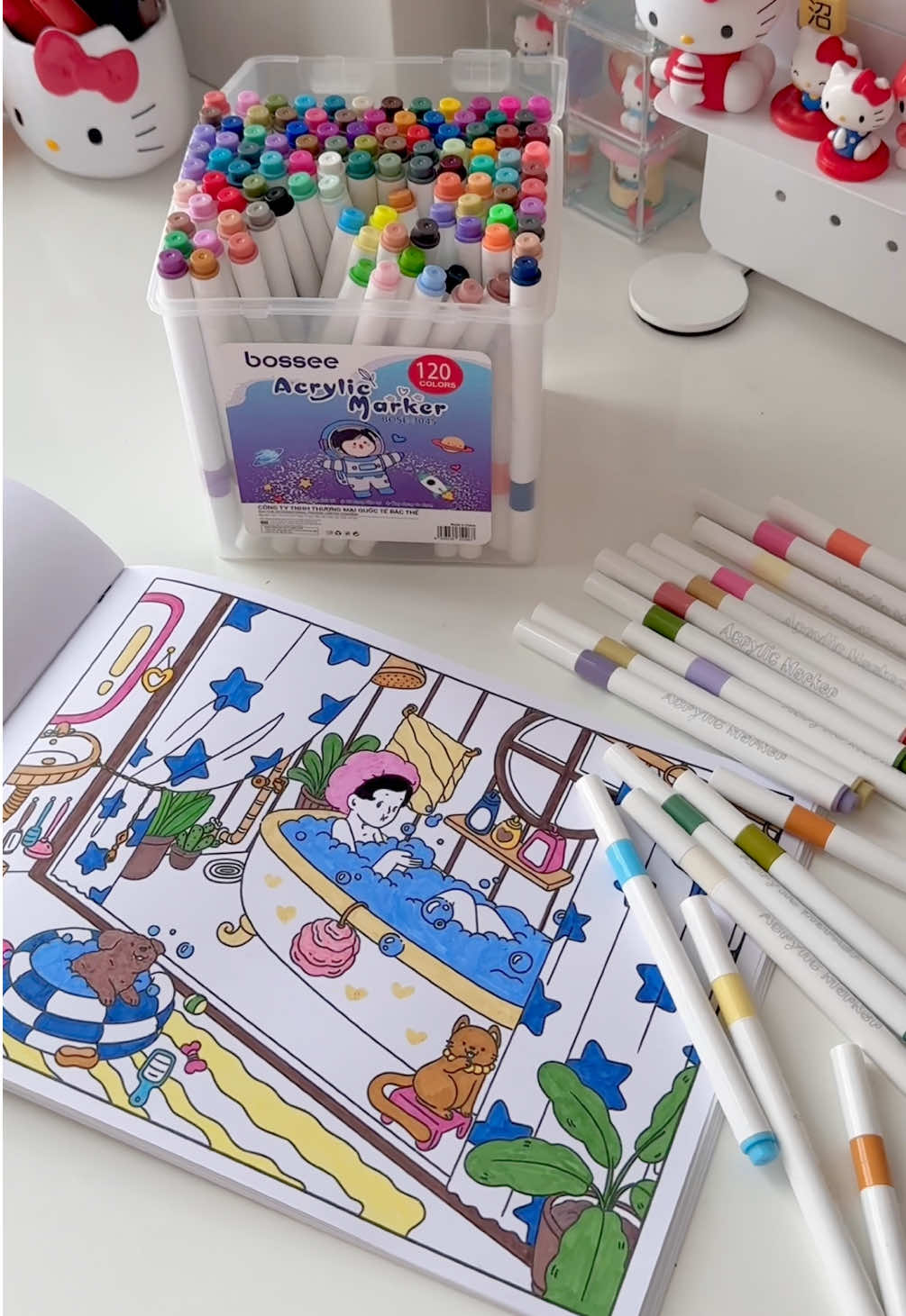 tô màu với tuiii 🎨 #coloring #acrylicmarker #buttomau #fyp 