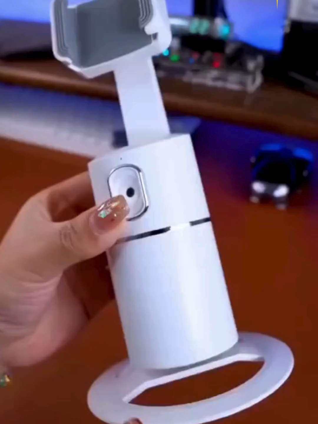 Suporte Giratório Celular Gimbal Estabilizador 360 Rastreador Facial Vídeo Inteligente Mesa Tripé