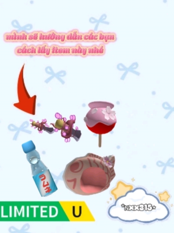 free UGC Limited - hướng dẫn cách lấy item Candy Apple, Sakura Dagger, Sakura Taiyaki Head, Ramune #ugcfree #ugc #roblox #ugclimited 