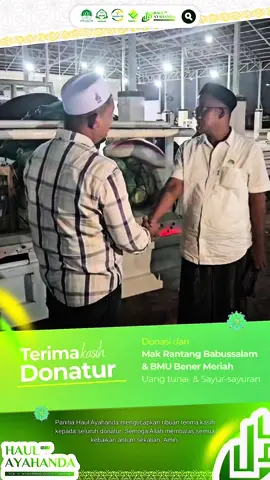Dalam rangka mengenang 1 tahun wafatnya almarhum ayah tercinta, Mak Rantang Dayah Babussalam Al-Aziziyah bersama BMU Bener Meriah telah melaksanakan kegiatan donasi berupa sayur-mayur dan uang tunai kepada para santri dan masyarakat sekitar. Kegiatan ini merupakan bentuk rasa syukur, cinta, dan doa kami, agar pahala dari setiap suapan dan manfaat dari setiap rupiah menjadi amal jariyah yang terus mengalir untuk beliau di alam sana. 🤍 Terima kasih kepada seluruh donatur dan pihak yang telah membantu terselenggaranya kegiatan ini. Semoga segala kebaikan dibalas oleh Allah SWT dengan berlipat ganda, dan almarhum diberikan tempat terbaik di sisi-Nya. #HaulAyah #MakRantang #BMUBenerMeriah #donasi #haultusopjeunieb 