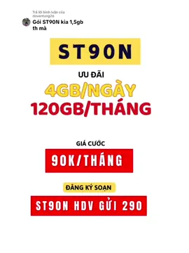 Trả lời @dovantung26 Đăng ký ST90N Viettel - 90k 1 tháng có ngay 4GB/Ngày tương đương 120GB/tháng data tốc độ cao chơi game, lướt web, xem Tiktok, FB, YT Đăng ký soạn: ST90N HDV gửi 290.  #vietteldv #viettel2025 #st90n #viettel #goicuocdidong #goicuocdata #goicuocviettel #goicuocre #goiviettelthang #reviewgoicuoc #dangky4gviettel #cachdangky4gviettel #viettel4g #viettel5g #4g5gviettel #4gsinhvien #5gsinhvien #hssv #4gmienphi #5gmienphi #4g0k #4g0k 