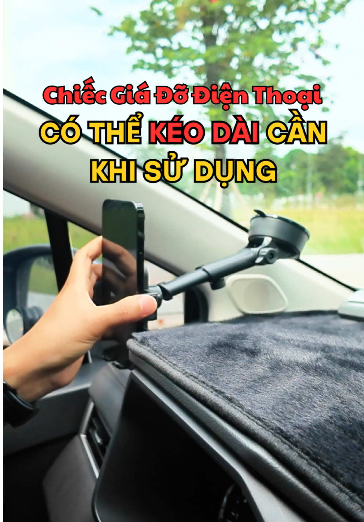 Giá đỡ điện thoại hít kính, cần có thể kéo dài tiện lợi thực sự luôn các bác ạ #hunglendo #phukienoto #giadodienthoai #giadodienthoaihitkinh 