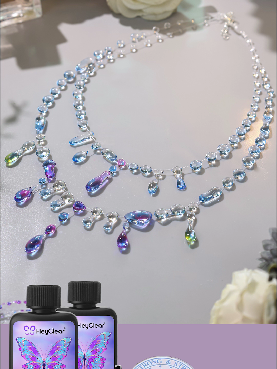 DIY Dreamy Crystal Necklace,✨ Want a necklace that sparkles like crystal? Reply “Learn Resin with HeyClear” to get the tutorial. With HeyClear UV Resin, you can easily create stunning, high-end jewelry! 🌈 Crystal Clear · Fast Curing · Low Odor 💎 Perfect for beginners & DIY lovers 👉 Click the link in bio and start making your own dazzling jewelry today! #ResinArt #HandmadeJewelry #UVResin #DIYNecklace #DIYTutorial  #HalloweenVibes #heyclear
