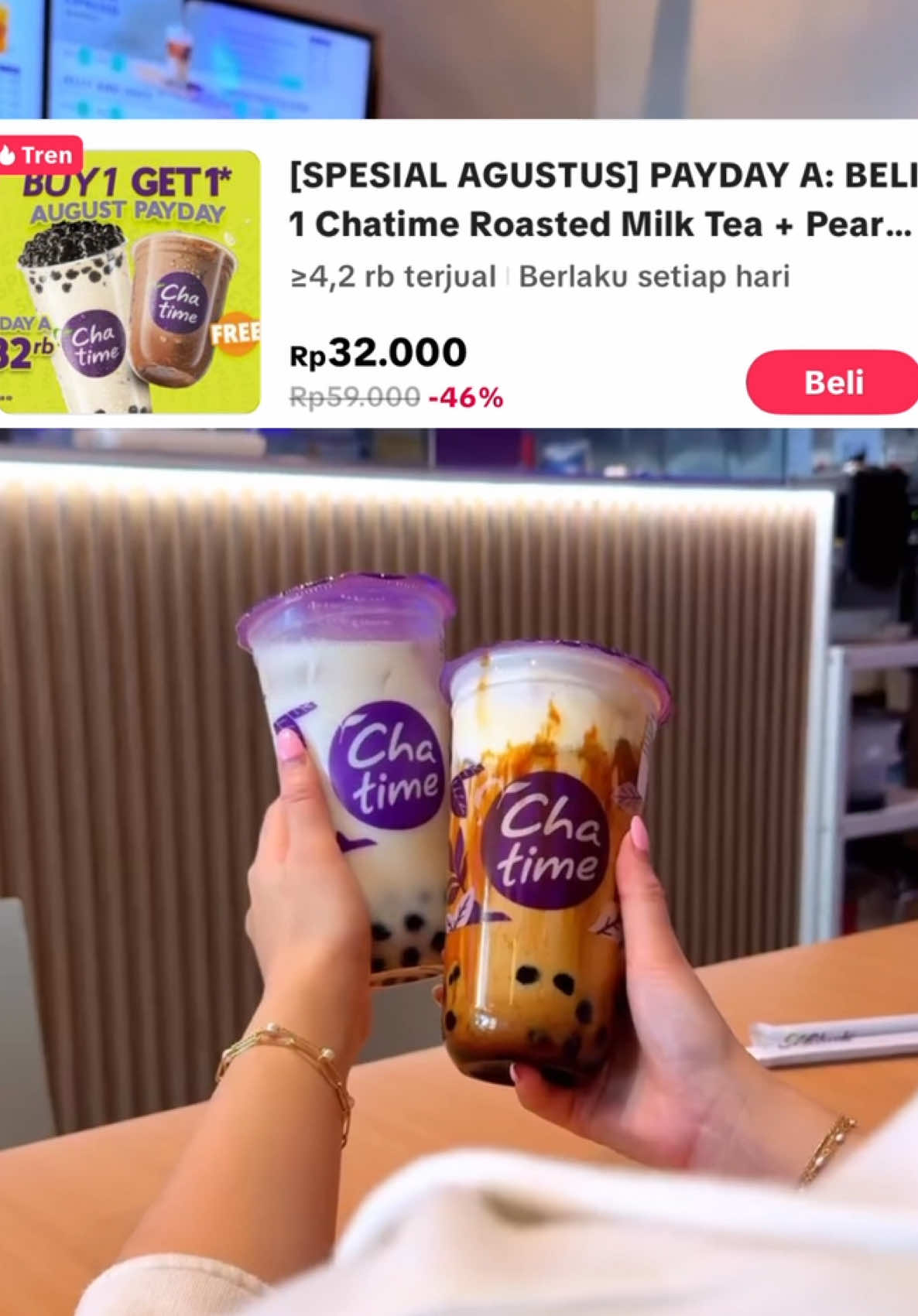Promo terbaru chatime buy one get one free #jelajahbegahmula #chatimepromo #promochatime #jajanantiktok #jajanmurah 