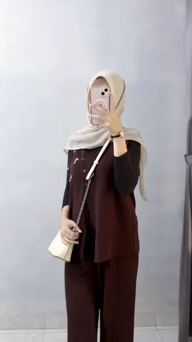 🤎🫶🏻 #oneset #setelanwanita #vest #outfitideas 