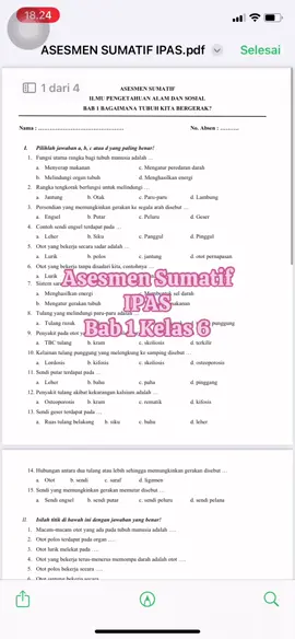 Asesmen Sumatif IPAS Bab 1 Kelas 6 #asesmensumatif #ipas #kelas6 #bagaimanatubuhkitabergerak 