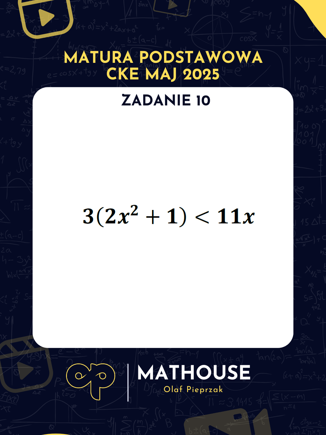 Zadanie 10 – Matura podstawowa Maj 2025 Rozwiązanie krok po kroku 📘 Masz własne zadanie? Napisz w komentarzu, a je rozwiążę! #matura2025 #matematyka #edukacja #mathouse #liceum #technikum