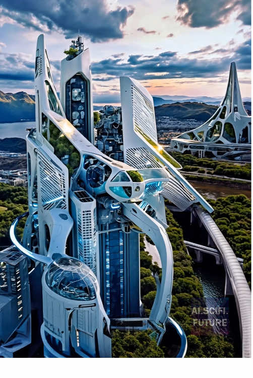 Hydravia by @ai.scifi.future #scificity #futuristic #futuristicarchitecture #rivercity #futuristiccity