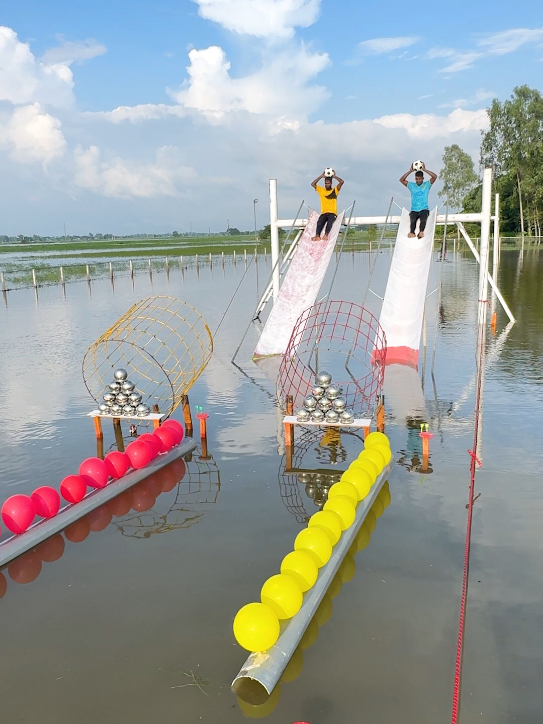 the ultimate water challenge ! slides, tunnels, hoops, boats - who mastered the final move ? #SportsOnTikTok #TikTokTainMent