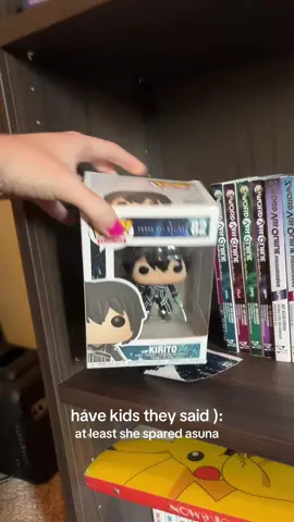 in reality, this is life with a 2 year old. but now we can just play with them so it’s not a huge deal :,) @Bryce Papenbrook got any extras lol? #swordartonline #kirito #asuna #funkopop #SAO 