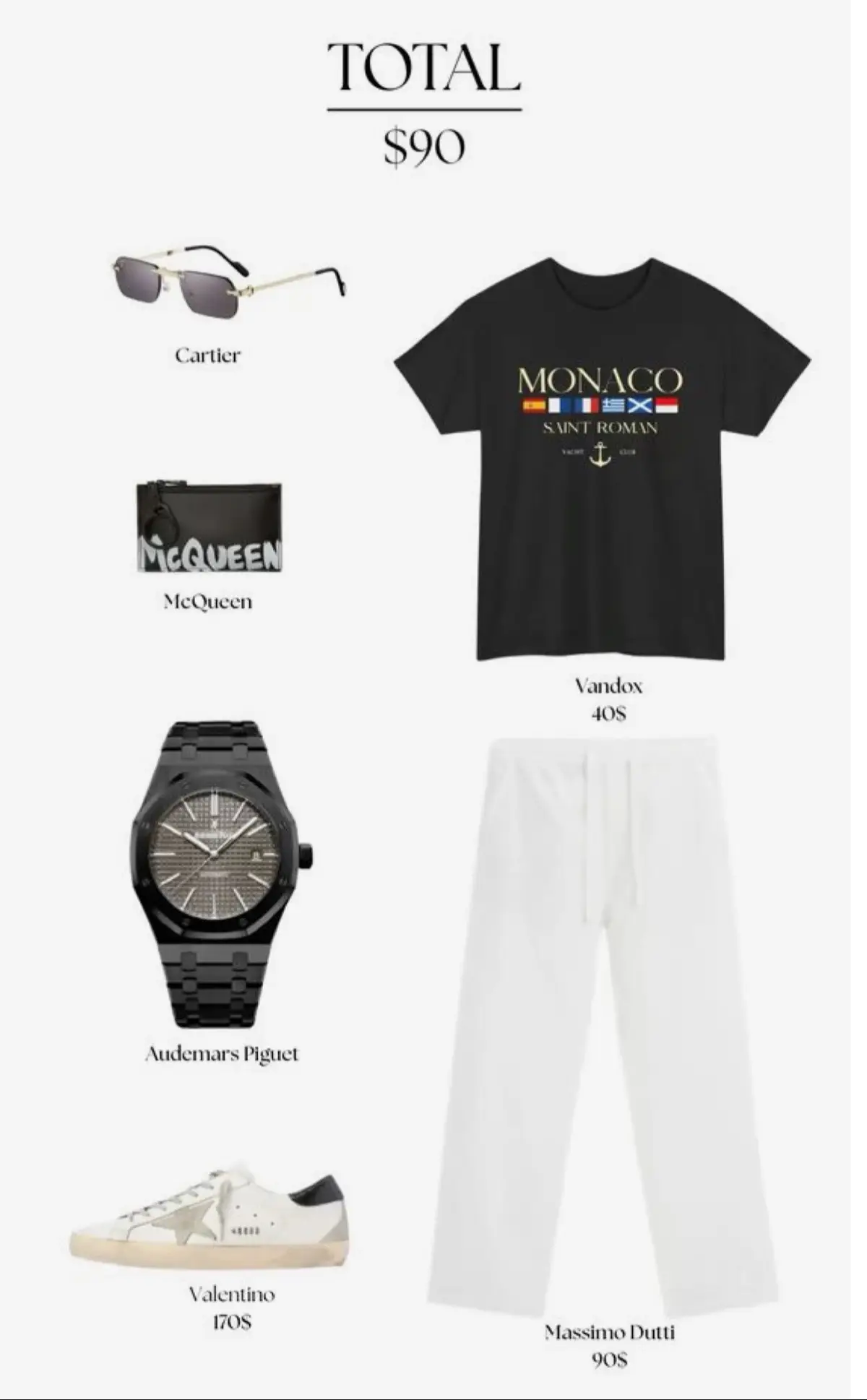 $90 but looks like $$$ 🏝️ Would you wear this Monaco vibe fit? 👕👟🕶️” #mensfashion #outfitinspo #summerstyle #OOTD #monaco 