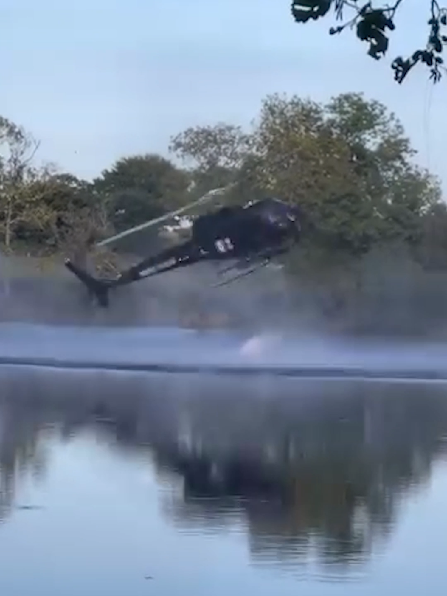 Eyewitness video captured the moment a firefighting helicopter spun out of control and crashed into a pond in France. Local officials confirmed no one was injured and two crew members and an eyewitness have been discharged from hospital.#abcnews #news