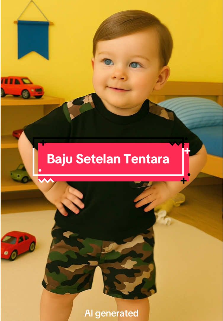 Malah Geal Geol hehee #setelananak #bajusetelanana #bajuanak #setelanarmyanak #aigenerated 