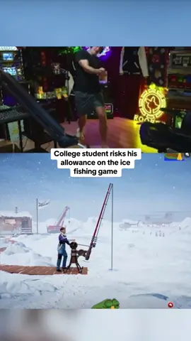 College student risks his allowance on the ice fishing game #kickstreaming