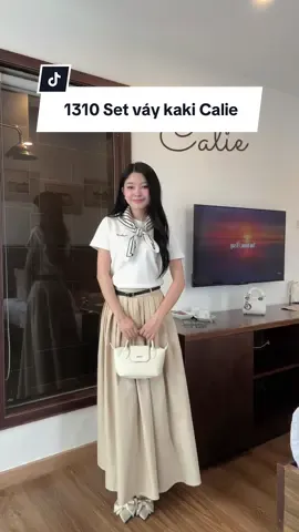 Set áo thun & chân váy kaki nhẹ nhàng @Calie.vn #reviewquanao #goclamdep #aothun #chanvaykaki #settieuthu 