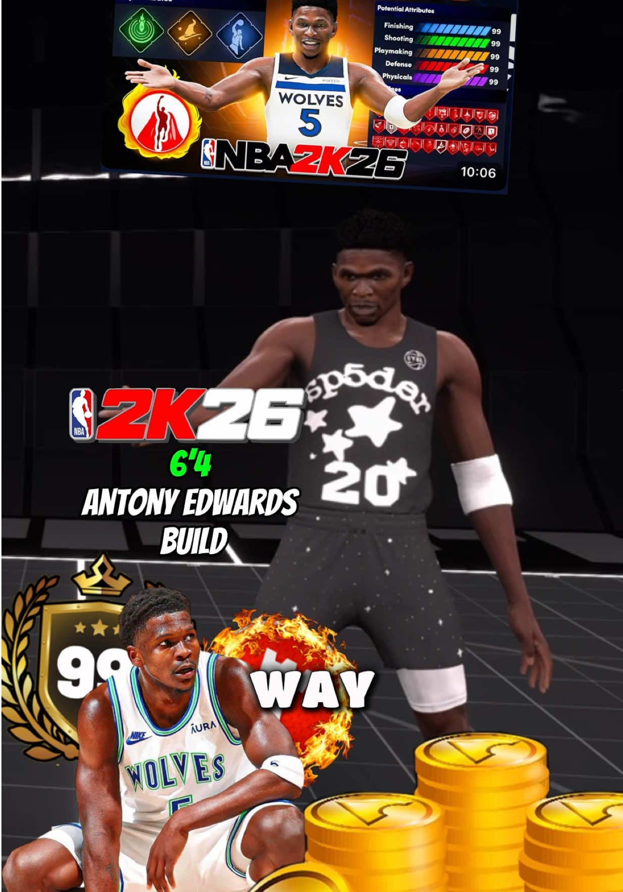 This 6’4 anthony edwards build will dominate nba2k26 easily just look at all of his stats 😳 #viral #fyp #nba2k #2k #2k26 