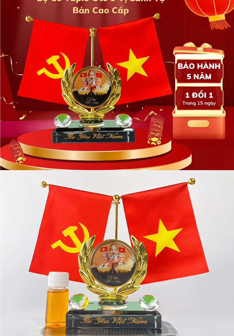 Bộ cờ trang trí thảm taplo ôtô. Tôi yêu ba vị lãnh tụ#xuhuong #xuhuongtiktok #bocotrangtrixeoto #bocotrangtritaplo #fyp 