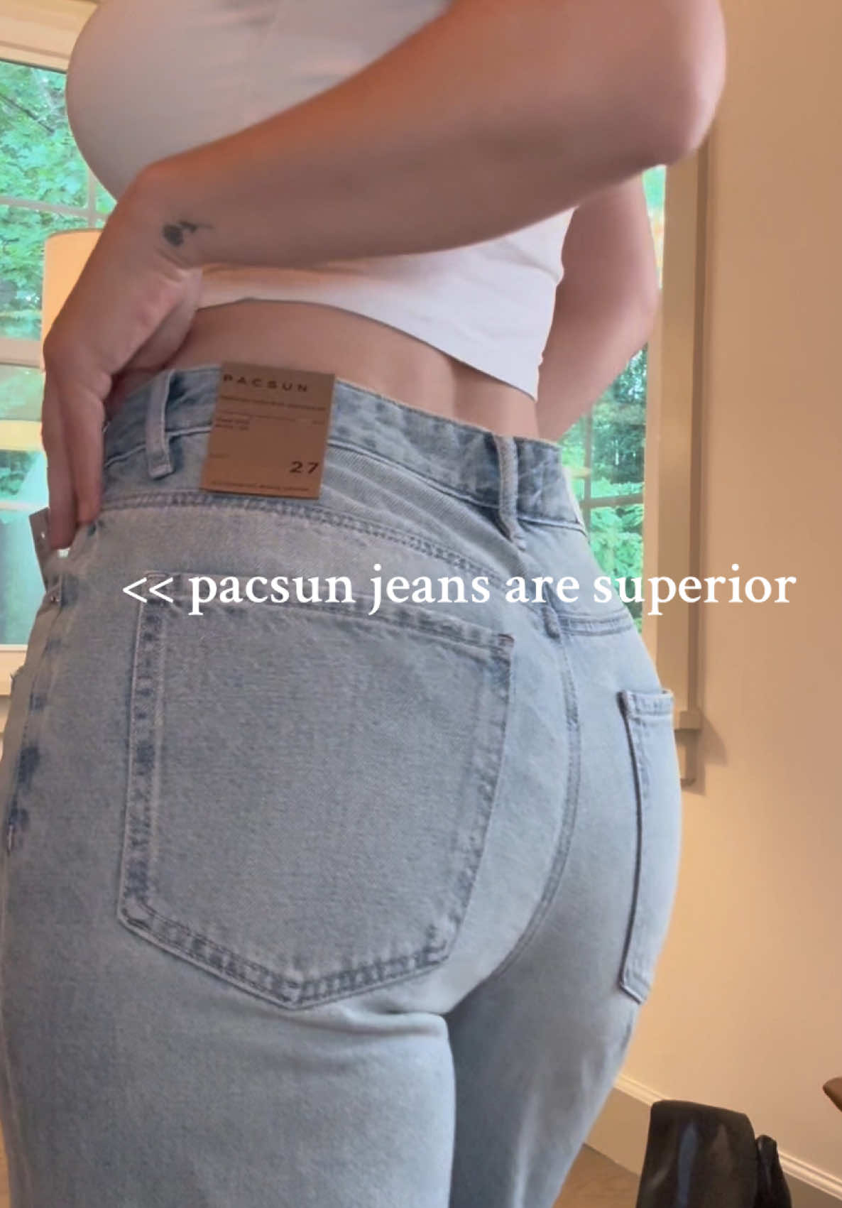 🍒 most flattering jeans you’ll ever own… #falloutfits #jeansoutfit #pacsunjeans #fallfashion #jeans  Fit: high-rise fit, wide leg openings with slouchy silhouette, relaxed fit through the hip and thigh 
