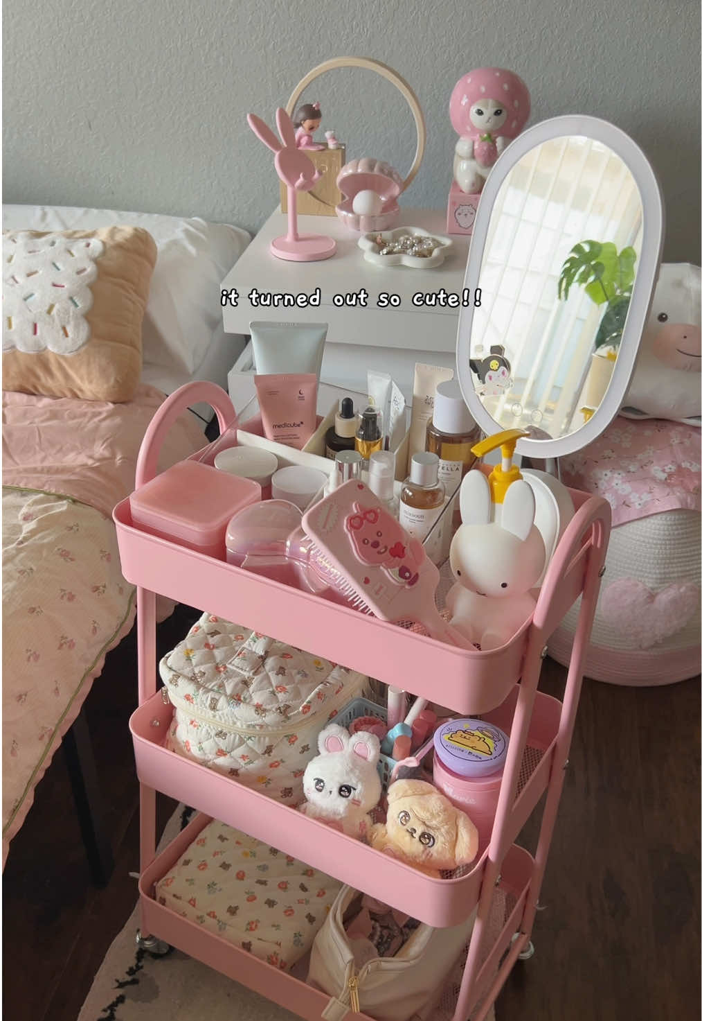 the cutest way to organize my skincare and makeup 💕 #organizewithme #rollingcart #pinkaesthetic #tiktokshopcreatorpicks #fypツ 