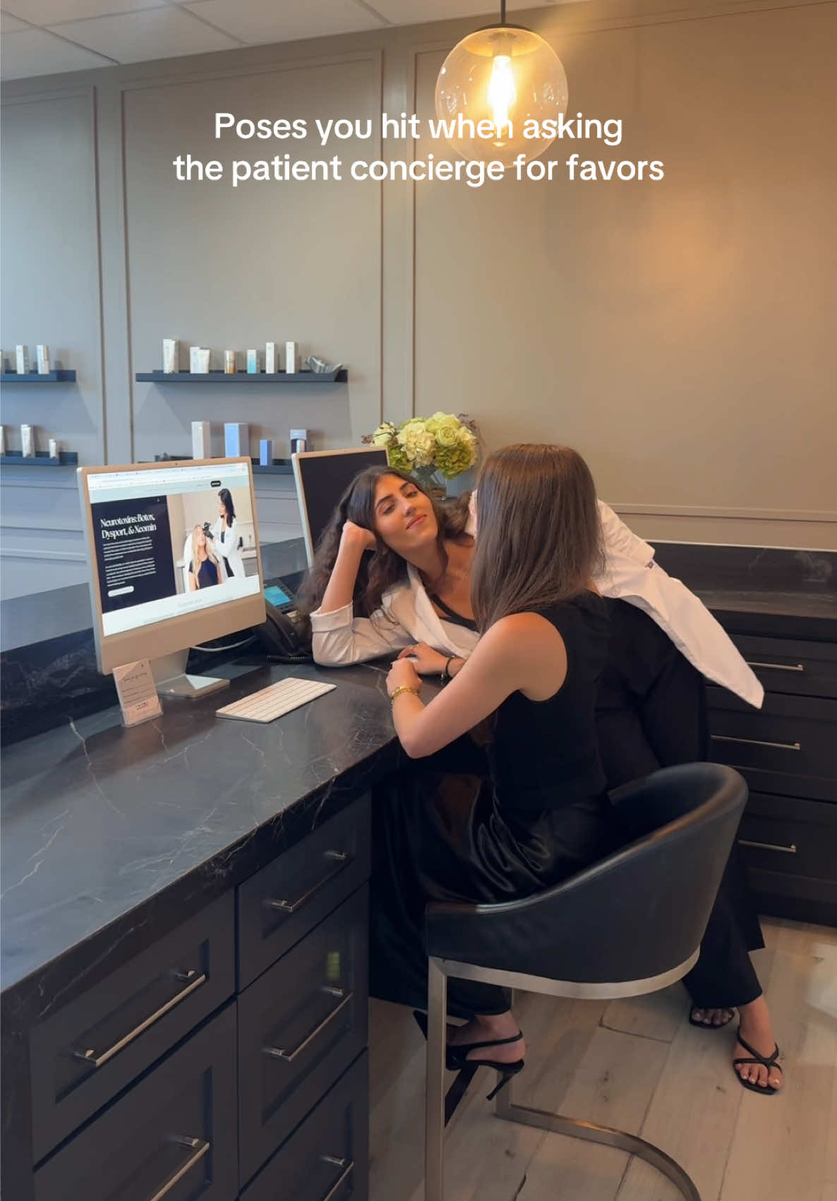 Poses you hit when asking the patient concierge for favors 😂🤸  #MedSpa #Botox #Filler #Fyp 