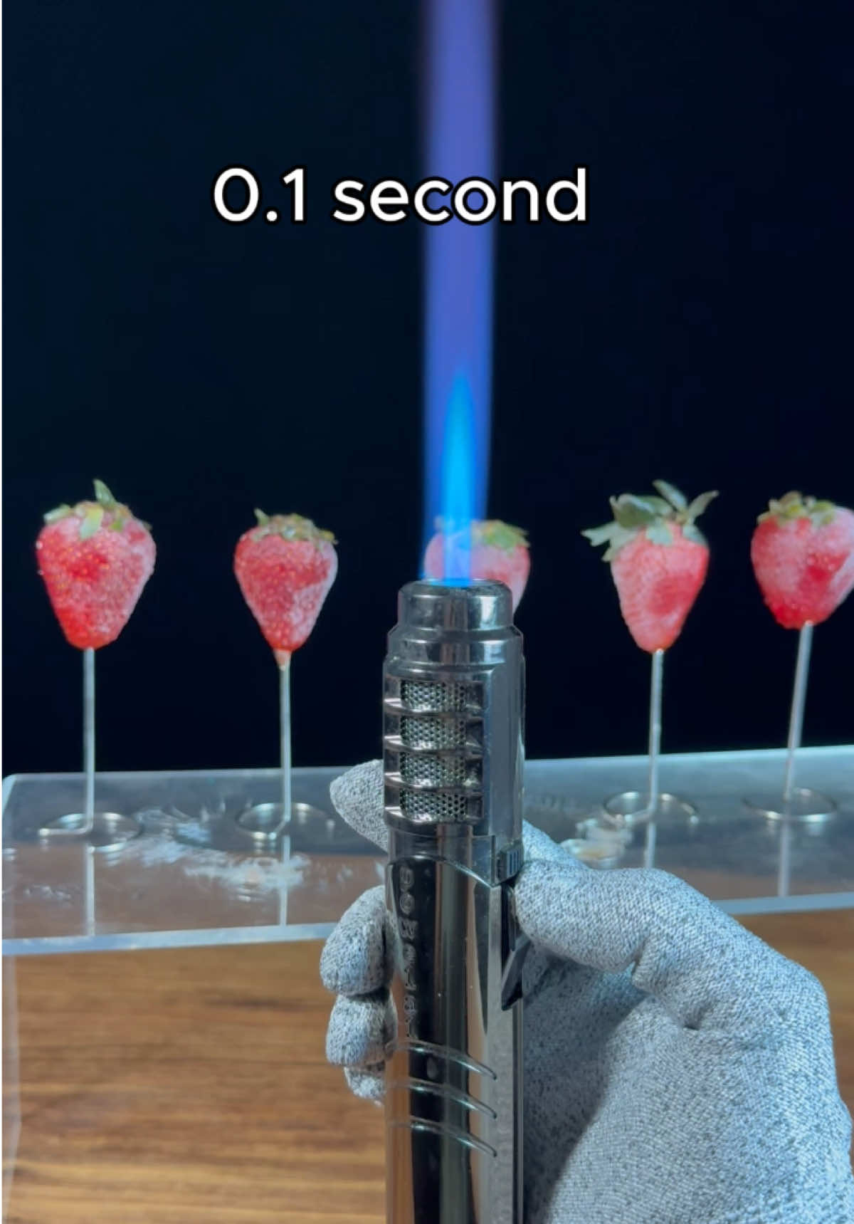 Powerful Lighter vs Strawberry#satisfying #experiment 