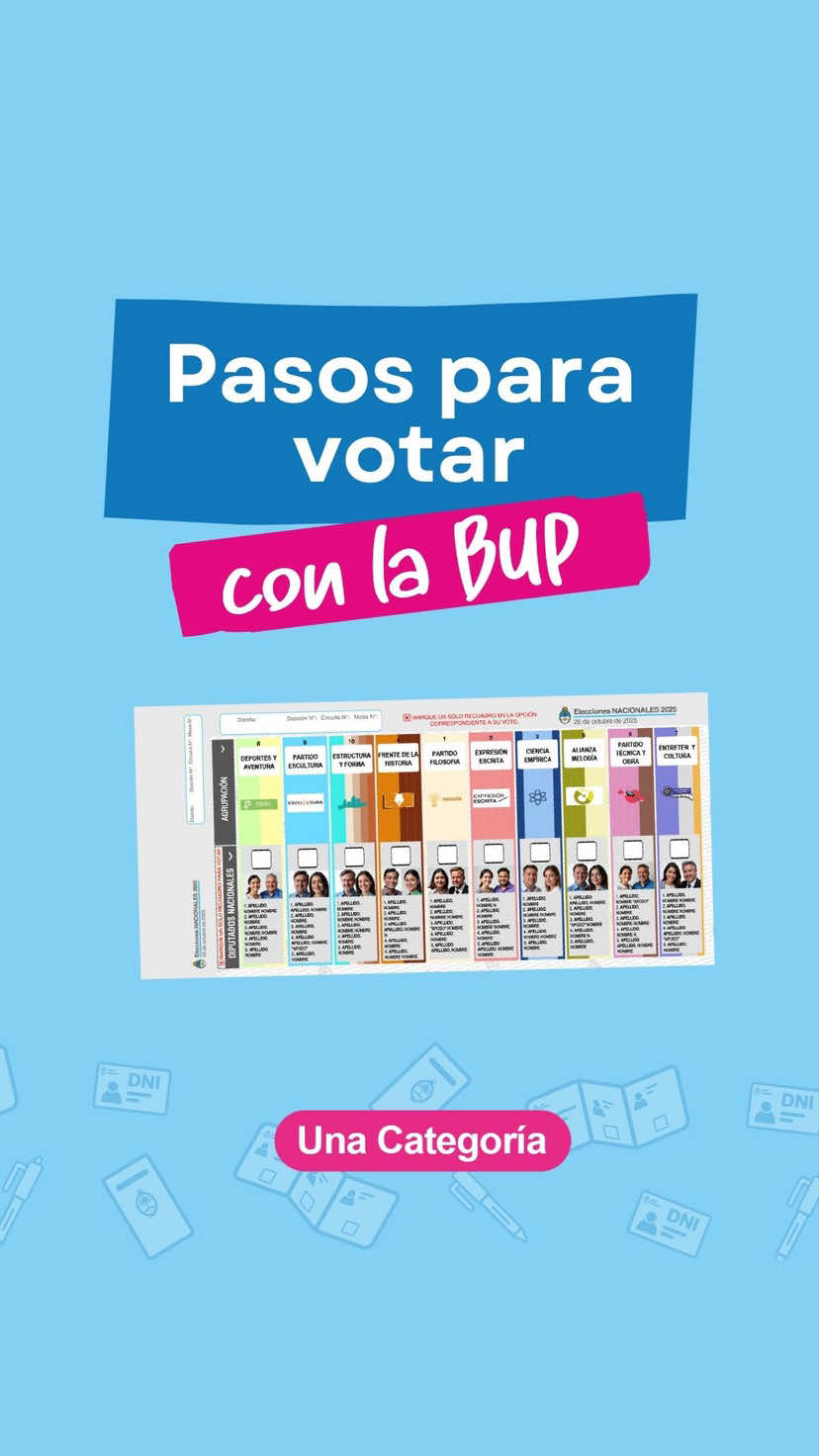 Elecciones Nacionales 2025 🗳️ Pasos para votar con la BUP ✍🏼  Una categoría - Diputados/as Nacionales