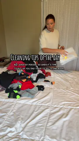 Family of 5 with a large square foot house; I’d be walking miles if I didn’t wash by person. 😅 #cleaningtips #laundry #laundryhack 