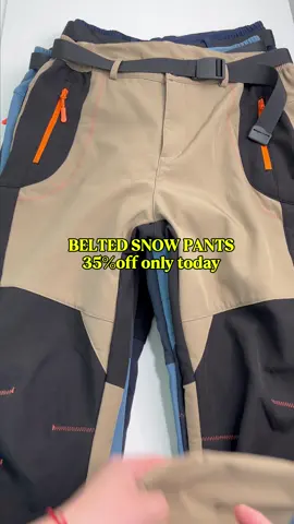 Men's blue collar fleece pants with belt #ysento #snowpants #vediowave