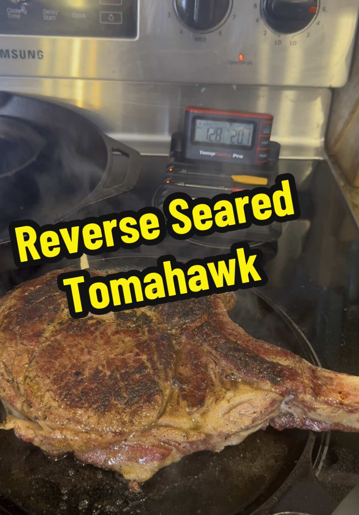 I love a reverse seared tomahawk ribeye!! You just can’t beat it with the temp dialed in from my ThermoPro TempSpike Pro!! Checkout the link here: https://tr.ee/3JSjhH to get one too! #thatswhereitsat #bbqwithbigjake #ThermoPro #TempSpike 
