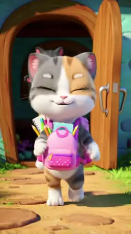 Muk Gai schoolo chhutiyan cute cat going school #BachoKiFunnyDuniya #toptrending #school #cat #books 