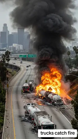Compressed natural gas trucks catch fire off westbound 105 Freeway in South L.A. #losangeles #la #california #cali #breakingnews 
