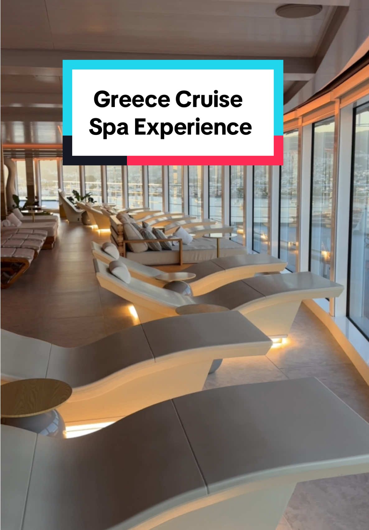 🛳️ This is what I mean when I say I love a good spa experience 🌅 Which is your favorite part - the view, the heated seats, the windows, the golden hour glow, the peace and quiet?  PS. this was our one Turkey stop on our Greece cruise - 📍Bodrum Turkey  #cruise #cruiseship #cruisetok #goldenhour #goldenhourglow #sunset #greece #turkey #cruiseport #views #travelcreator #ugccreator #contentcreator #travelbucketlist #travelvlog 