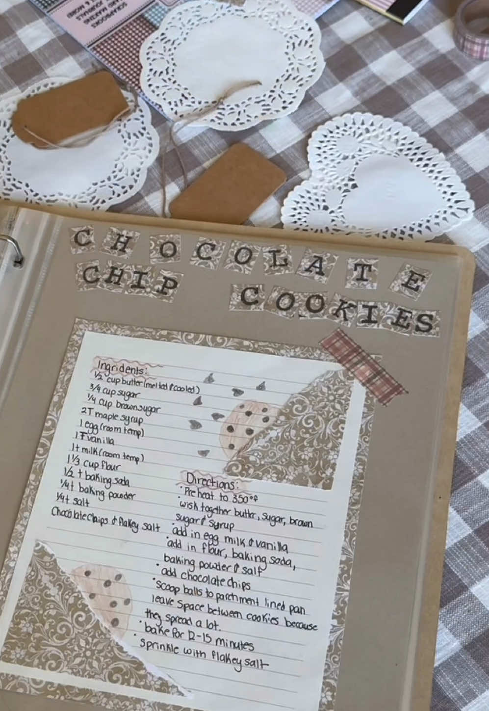 Another day of recipe scrapbooking 🍪🤎 I love how this page turned out!! #scrapbooking #hobbies #DIY #crafts #recipescrapbook 