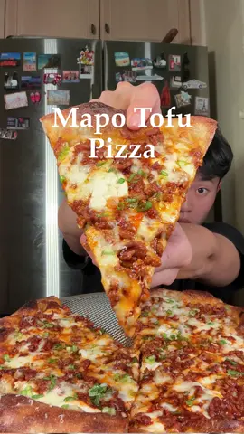 Mapo Tofu Pizza. Tofu just soybean cheese if you think bout it. Baked on @Baking Steel Company use code TEDSZAZA for 10% off. #pizza #mapotofu #mukbang #asmr #crunchy