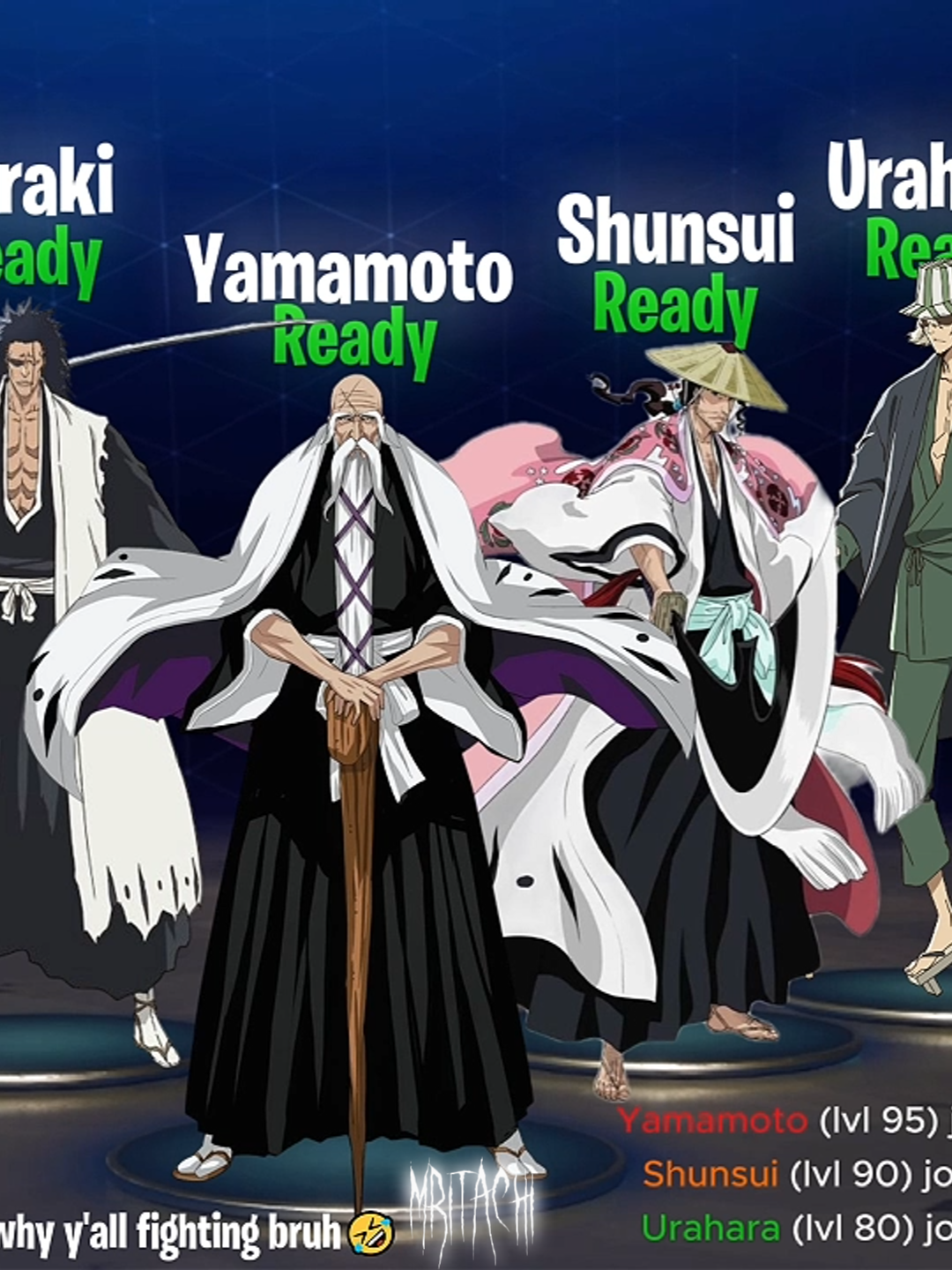 Strongest Bleach captains. The goats in fortnite. #zaraki #yamamoto #shunsui #urahara #fyp #bleach #anime #edit #captains #fortnite #goviral #dontflop #trendin