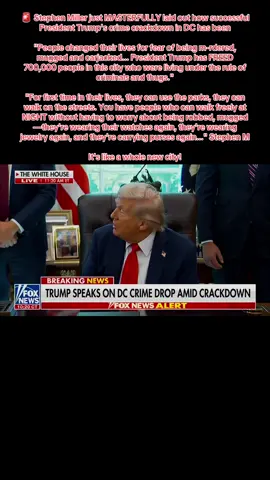 🚨 Stephen Miller just MASTERFULLY laid out how successful President Trump's crime crackdown in DC has been 