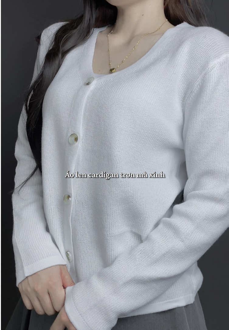 Áo len cardigan trơn phối kiểu gì cũng xinh #aolennu #aolennuxinh #aocardigan #aocardiganxinh #myoutfit 