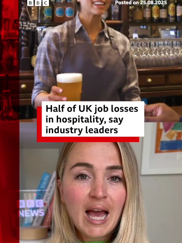 Job losses in the sector total around 89,000 since last October, according to UKHospitality analysis of Office for National Statistics data. #Hospitality #HospitalityIndustry #Job #Jobs #News #BBCNews