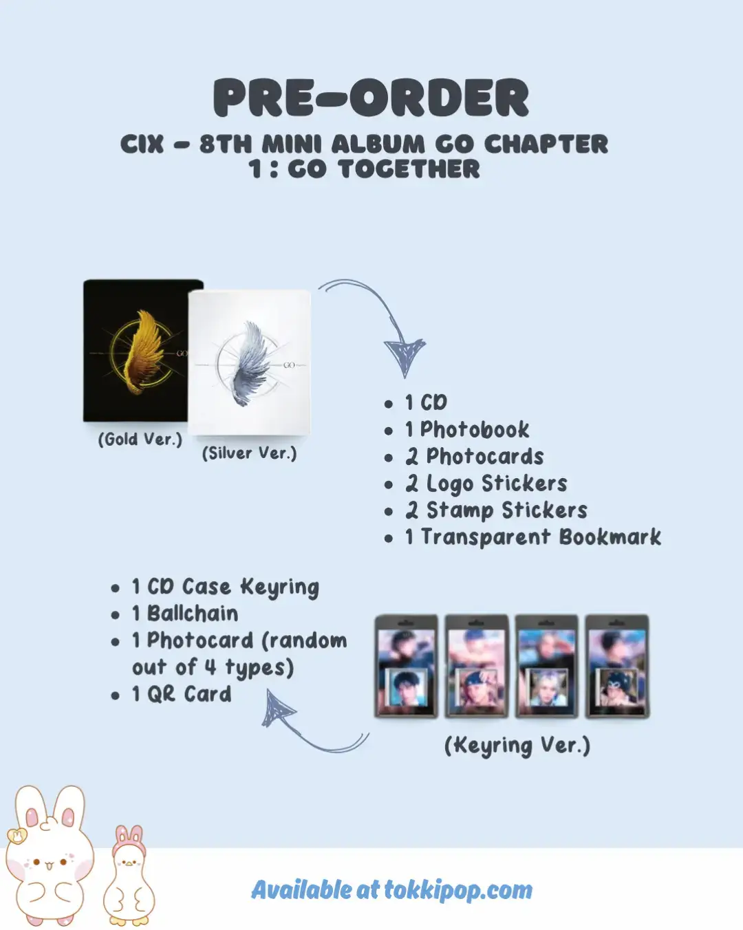 CIX is coming back with their 8th Mini Album GO CHAPTER 1: GO TOGETHER multiple versions (Gold, Silver and Keyring version) You can find all versions available for pre-order on tokkipop.com  #tokkipop #cix #kpopstore