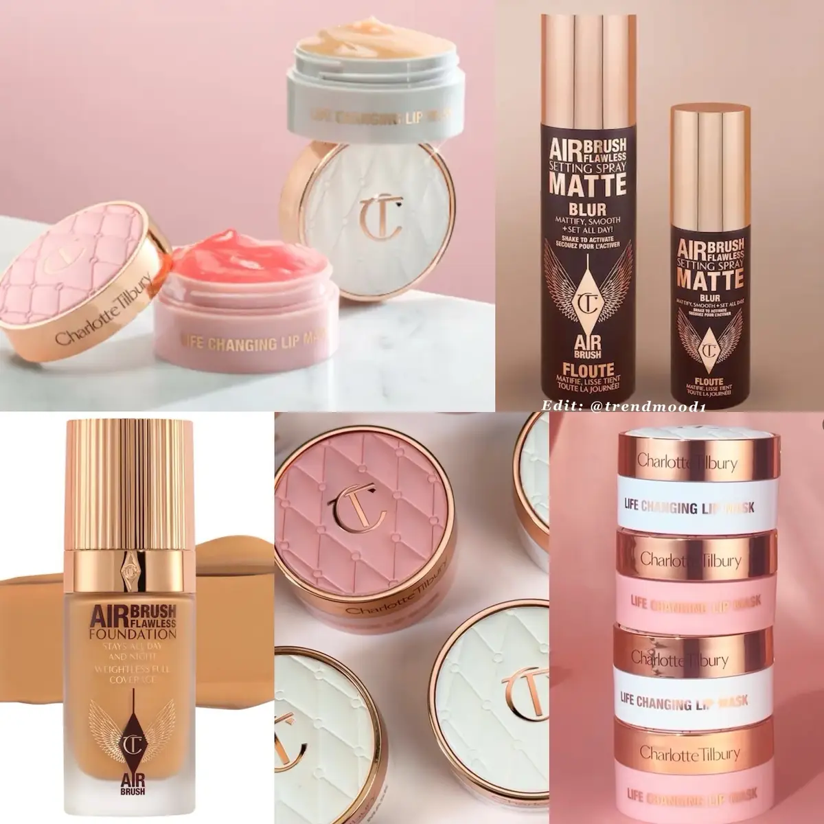 Revealed 🚨NEW! For the face and lips + look who is making a come back 👀🩷 #charlottetilbury  💦 Airbrush Flawless Matte Blurring & Waterproof Setting Spray $38 / $23   A light-as-air, waterproof, and mattifying formula to prime and set makeup for up to 16 hours, supercharged with Powder Blur Tech for a blurred, soft-focus matte finish  ✨Airbrush Flawless Blurring & Matte Full Coverage Foundation $49 *new and improved  Light-as-air, A 3D matte, not flat, blurring foundation that delivers up to 24 hours of full coverage and shine control, targets blemishes, redness, visible pores, fine lines, hyperpigmentation, uneven skin, and dark circles all in one pump. Powered by Powder Blur AIRTech for intensified visible smoothing, blurring, and retexturizing 36 shades  Both will be available ➡️ August 28 on their website sephora LINK in BIO  👄 Life Changing Lip Mask  Lip Lift Technology boosts the look of lip volume, plumpness + definition. Cushioning Ceramides hydration for a pillowy soft pout. Barrier-Boosting Botanical Butters for a long-lasting nourishment In 2 shades: Magic / Pillow Talk  Both will be available ➡️ August 26 on their website  What’s on your list? 🩷✨XO #TRENDMOOD #mattesettingspray #lipmask #newmakeupproducts 