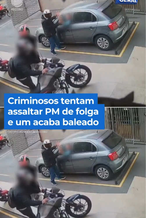 Uma das imagens mais impressionantes da semana. Motorista e motociclista entram no estacionamento de uma clínica de ressonância magnética. Nesse momento, criminosos acham que é uma boa oportunidade para assaltar. Mas o motorista é um policial militar que está de folga. Ele se rende, tira a camisa para mostrar que não está armado, mas… quando percebe que os criminosos estão distraídos com o motociclista, o PM reage e sai atirando. 👉 Assista à reportagem completa do #BalançoGeral em R7.com/balancogeral