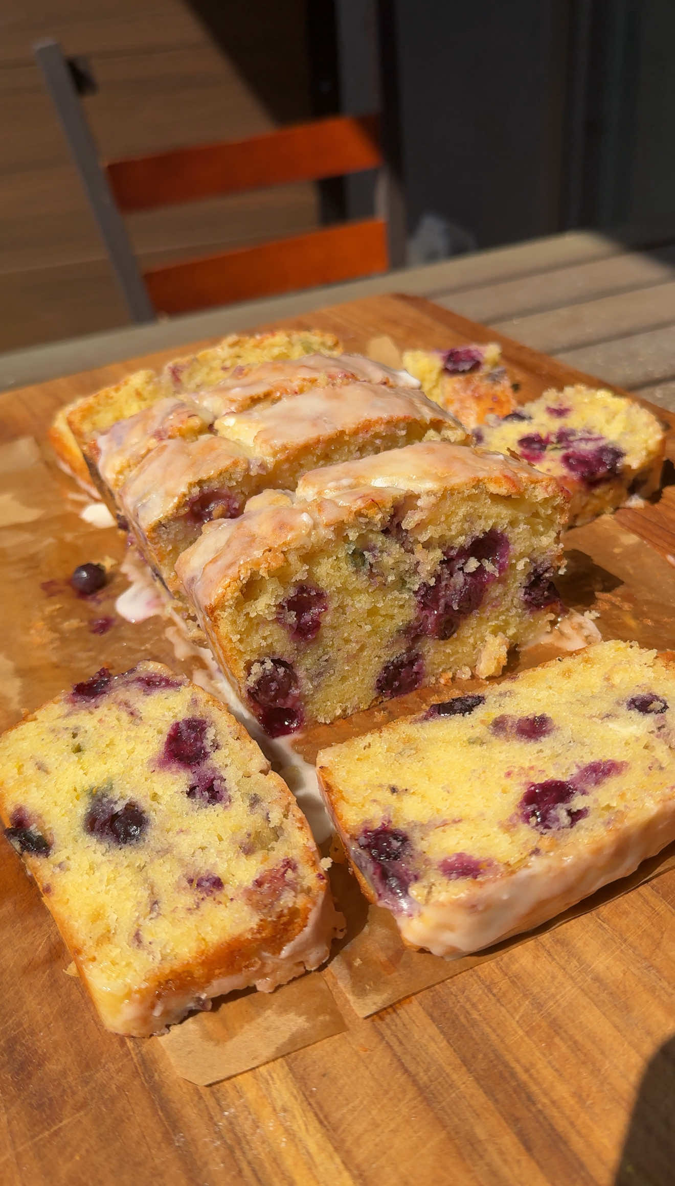 Lemon Blueberry Glazed Loaf Cake Ingredients For the Cake 	•	1 ½ cups (210g) all purpose flour (plus 2 tbsp for blueberries) 	•	1 tsp baking powder 	•	½ tsp baking soda 	•	½ tsp salt 	•	½ cup (1 stick / 113g) unsalted butter, softened 	•	¾ cup (163g) granulated sugar 	•	3 tsp lemon zest 	•	2 large eggs, room temp 	•	½ cup (67g) sour cream (or plain Greek yogurt) 	•	2 tbsp fresh lemon juice 	•	1 tsp vanilla extract 	•	1 cup (200g) frozen blueberries (tossed with 2 tbsp flour to prevent sinking) For the Glaze 	•	1 cup (120g) powdered sugar, sifted 	•	2–3 tbsp fresh lemon juice (depending on tart preference) 	•	Optional: 1 tbsp melted butter or heavy cream Instructions 	1.	Preheat oven to 350°F (175°C). Grease and line a 9x5 inch loaf pan with parchment paper. 	2.	In a bowl, whisk flour, baking powder, baking soda, and salt. 	3.	In a large bowl, stir together sugar and lemon zest for 30 seconds to release oils, then beat in butter until pale and fluffy (2–3 minutes). 	4.	Beat in eggs one at a time. Mix in sour cream, lemon juice, and vanilla until smooth. 	5.	Gently fold in dry ingredients until just combined. Lightly fold in blueberries coated in flour. 	6.	Transfer batter to loaf pan, smooth the top, and bake 50–60 minutes, until golden and a toothpick comes out mostly clean (check at 50 min). Cool in pan for 15 minutes, then transfer to a wire rack. 	7.	Whisk powdered sugar and lemon juice until smooth and pourable. Drizzle over cooled loaf and let set before slicing. Chef’s Tips 	•	For extra lemon punch, brush warm cake with a mix of 2 tbsp lemon juice + 2 tbsp sugar before glazing. 	•	If using frozen blueberries, don’t thaw, fold them in straight from the freezer. 	•	Store at room temp (covered) for 2 days, or refrigerate for up to 5. It also freezes beautifully.