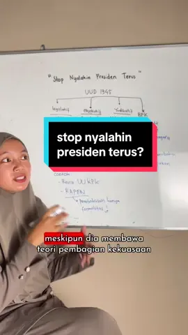 Izin ya mba @elianafta Benar ada pembagian kekuasaan (teori), makanya jangan salahin presiden terus (opini). jadi framing awalnya opini politik lalu memberikan teori pembagian kekuasaan, sayangnya ga menjawab tujuan opini awalnya tadi karena teori yang diharapkan ga sesuai dengan realita yg dijalankan #tatanegara #presiden #opinion #politik