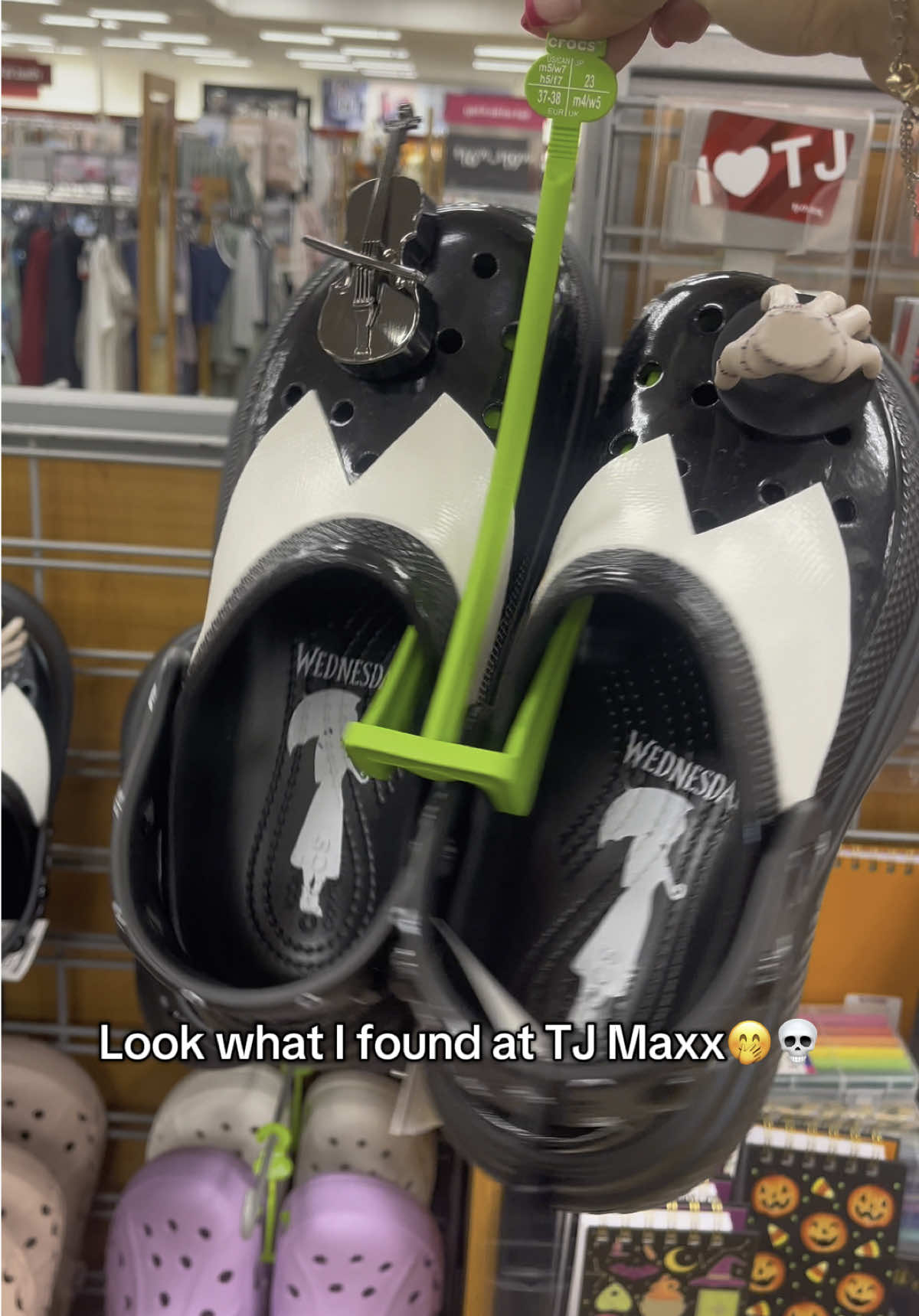 Found @Wednesday Netflix @Crocs  @TJ Maxx 🥹😭🖤🥺 #wednesday #wednesdayaddams #wednesdaynetflix #wednesdaycrocs #tjmaxx #tjmaxxfinds #crocs 