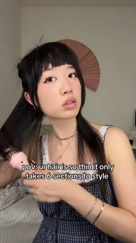 one of the pros of thin hair ig ⁉️ #hair #bangs #thinhair #piumeimei #hushcut 