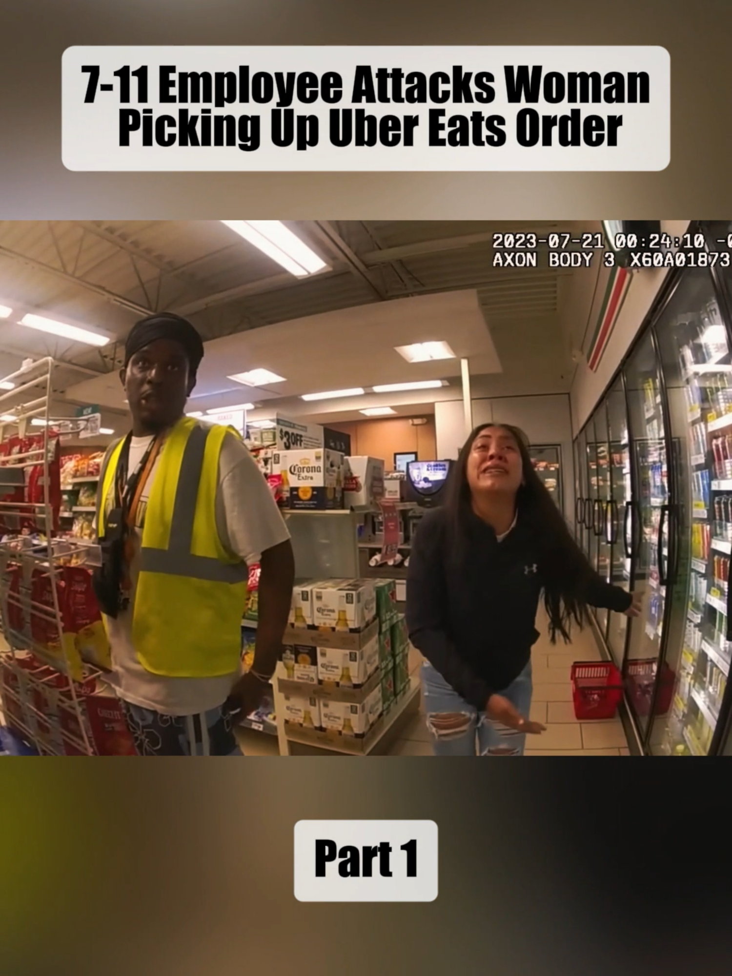 7-11 Employee Attacks Woman Picking Up Uber Eats Order Part 1 #cops #copsoftiktok #police #policeofficer