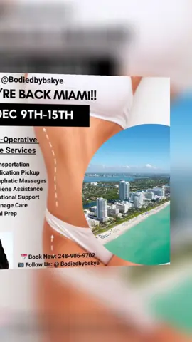 We Are heading back To MIAMI  Affordable post op after care  Packages are available  Non-Invasive Body Contouring •Skin Tightening •Cellulite Reduction Wooden therapy  Manual drainage lymphatic massages  📍 Royal Oak , MI 📍 Miami  #postopcare #plasticsurgery #businessowner #miami 