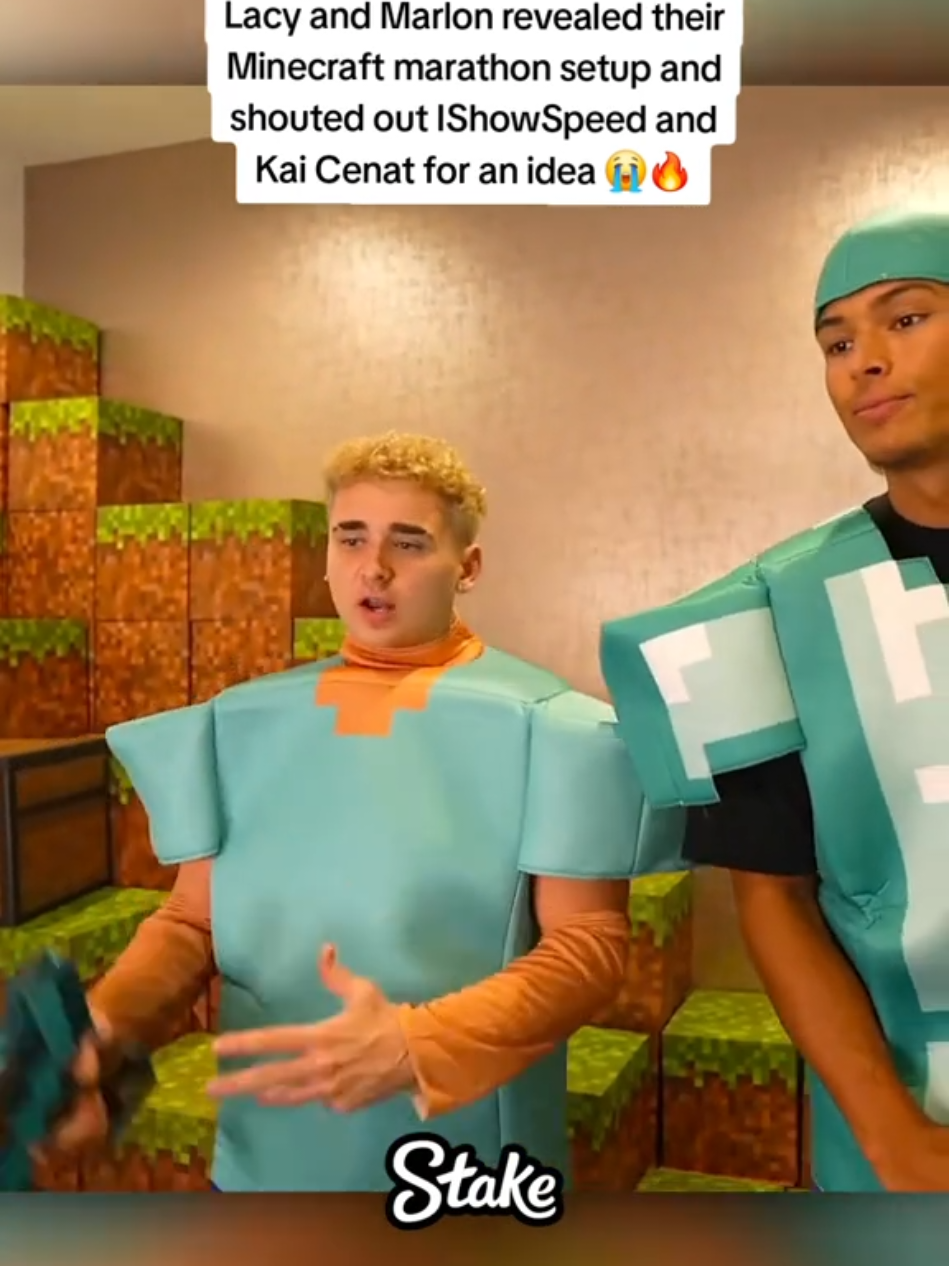 Lacy and Marlon revealed their Minecraft marathon setup and shouted out IShowSpeed and Kai Cenat for an idea 😭🔥 #lacy #marlon #fyp 
