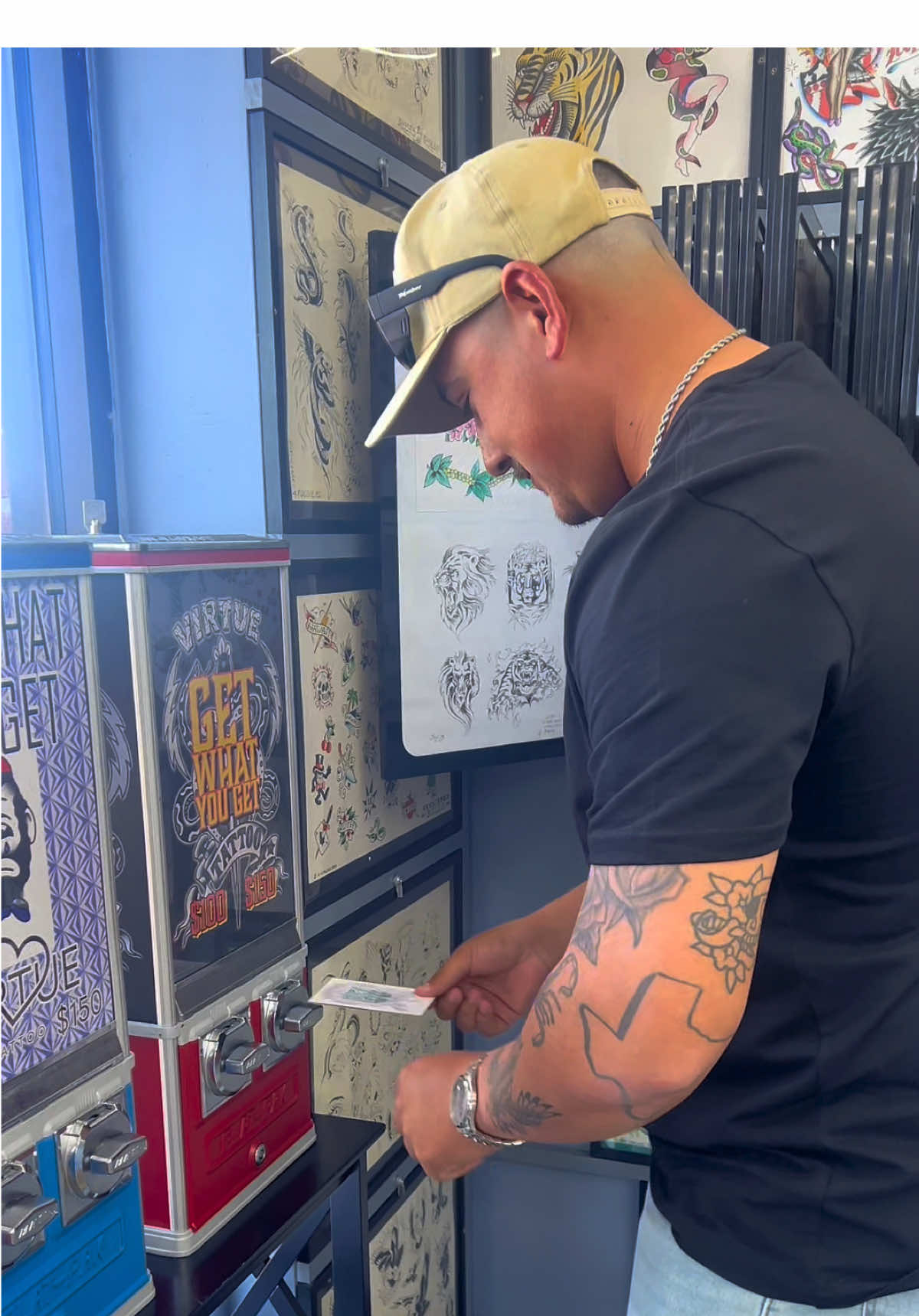 Get blessed by the GWYG gods 🙏 We do our GWYG machine everyday on a walk in only basis from 11-9! (As always designs can be changed for a $20 re-roll) #VirtueTattoo #SugarLandTattoo #HoustonTattoo #ClimaQuenteCabeçaFria 